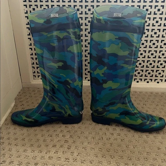 Lauren Ralph Lauren Rossalyn Blue/Green PVC Rainboits sz 9 - Picture 5 of 13